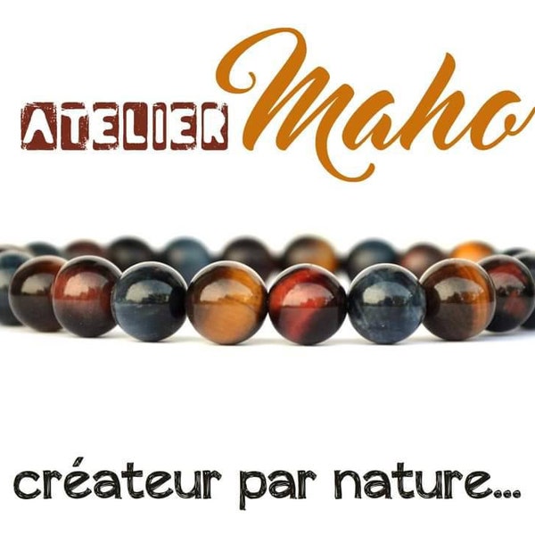 Bracelet Perles Pierres Naturelles,Oeil de Faucon, Oeil de Tigre,Oeil de Taureau, homme, femme, unisexe.Original