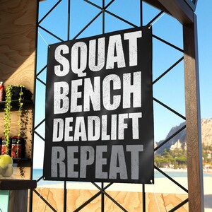 Squat Bench Deadlift Repeat Gym Banner, Great for Home or Commercial Gym, Motivational Bodybuilding Banner, Gift for Him, Crossfit Banner,