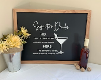 Bar Menu Wedding Sign Decal His And Hers Signature Cocktails