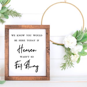 If Heaven Wasn’t So Far Away, Wedding Memorial Sign, Remembrance Wedding Sign, Honor a Loved One Memory, Reverse Canvas Wedding Sign