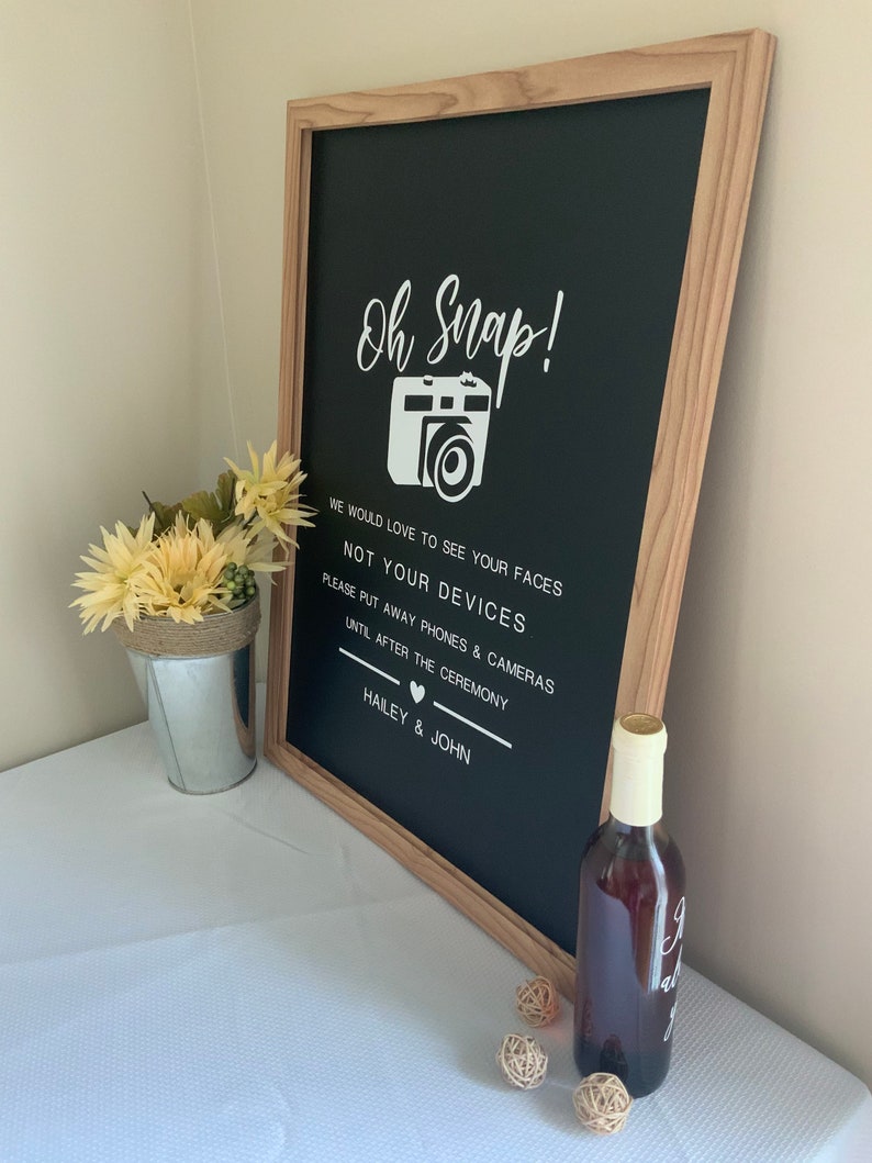 Turn Off Cell Phone Signage Wedding Sign Decals,Personalized Unplugged Ceremony Sign No Phone Wedding Sign No Camera Please Wedding Sign