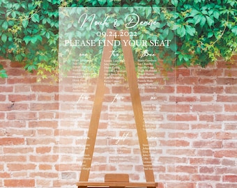 Seating Chart Wedding Decal for Acrylic, Mirror, or Wood Sign, Personalized Seating Chart, Rustic Wedding Ideas