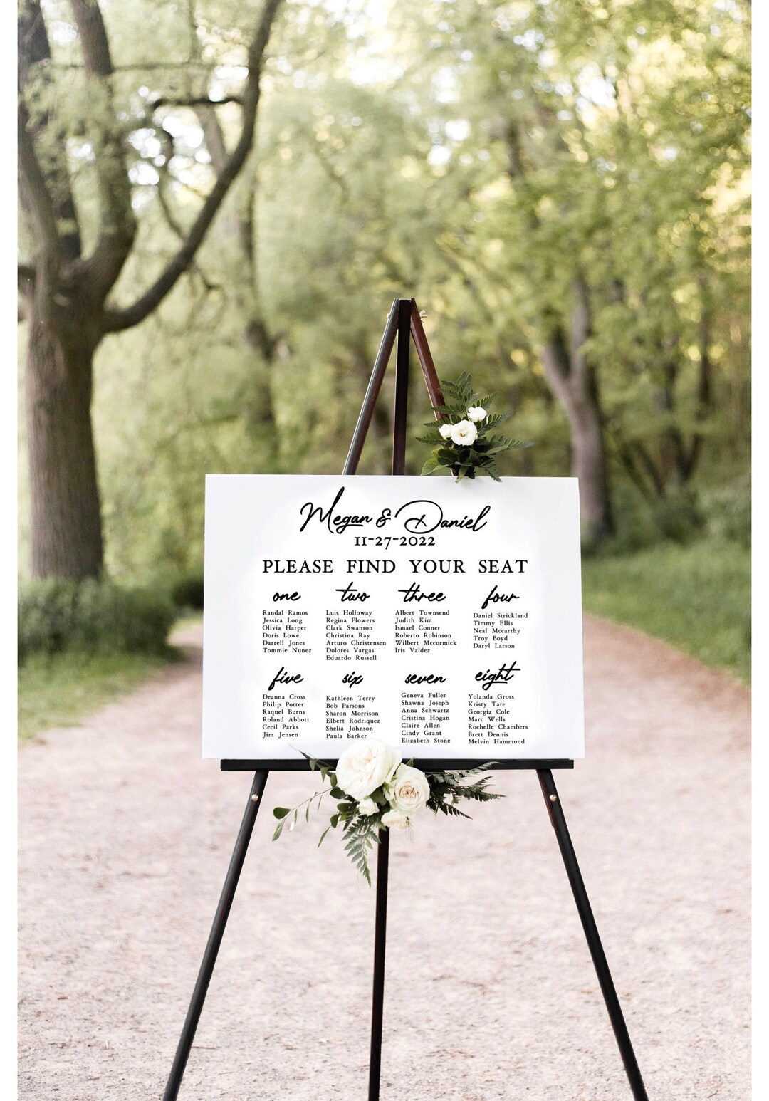 Seating Chart Wedding Decal for Wood, Mirror, or Acrylic Sign ...