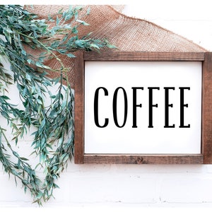 Coffee Bar Sign, Kitchen Wall Decor, Housewarming Gift, Gift for Coffee Lovers, Kitchen Signs Decor, Farmhouse Coffee Reverse Canvas Sign