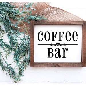 Coffee Bar Sign, Kitchen Wall Decor, Housewarming Gift, Gift for Coffee Lovers, Kitchen Signs Decor, Farmhouse Coffee Reverse Canvas Sign