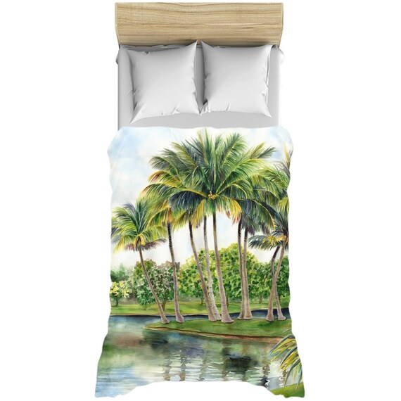 Palm Duvet Cover Duvet Cover Queen Duvet Cover Tropical Etsy