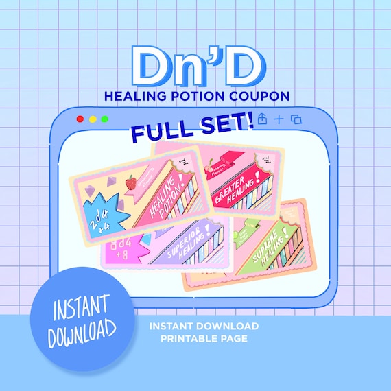 Healing Potion Coupons FULL SET easy to Use Just Print at Etsy