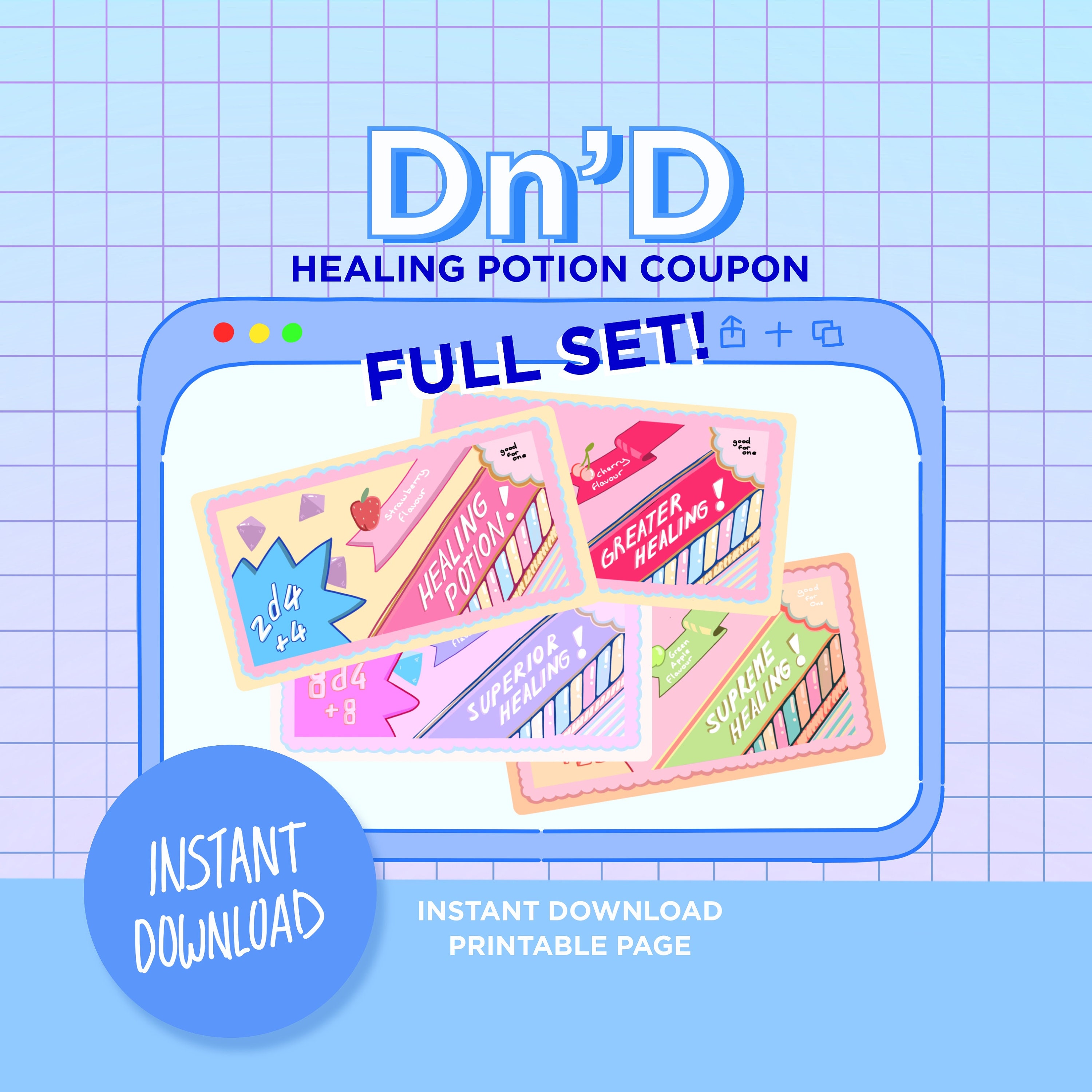 Healing Potion Coupons FULL SET easy to Use Just Print at Etsy