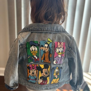 Custom Hand-Painted Baby and Toddler Jean Jacket Customizable Denim Gameday, Tailgate, Personalized Name, Flowers, Rainbow, Smiley image 2