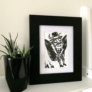 Spring-Heeled Jack Print, Paranormal Print, Cryptid Print, Cryptid Art, Printmaking