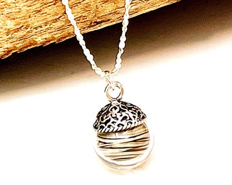 Custom Horse Hair Necklace with Sterling Moroccan Glass Globe Pendant