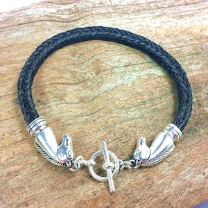 Horsehair Bracelet with Silver Pewter Horses, Custom Horsehair