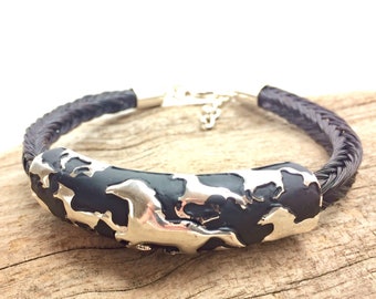Custom Horsehair Bracelet, Running Horses Centerpiece