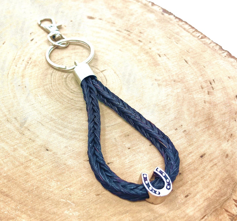 Custom Horsehair Keychain With Silver Pewter Horseshoe Horse Etsy
