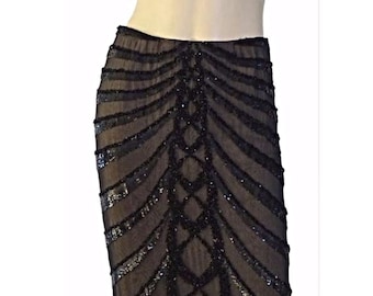 Vintage Randolph Duke Beaded Sequin Silk Chiffon Maxi Skirt - Size 4
