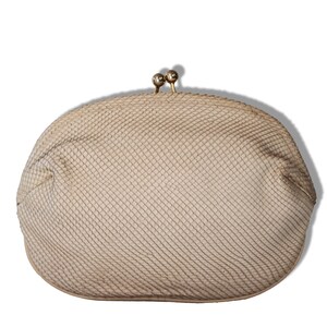 Vintage 80s MAUD FRIZON Almond Snakeskin Leather Convertible Clutch Shoulder Bag