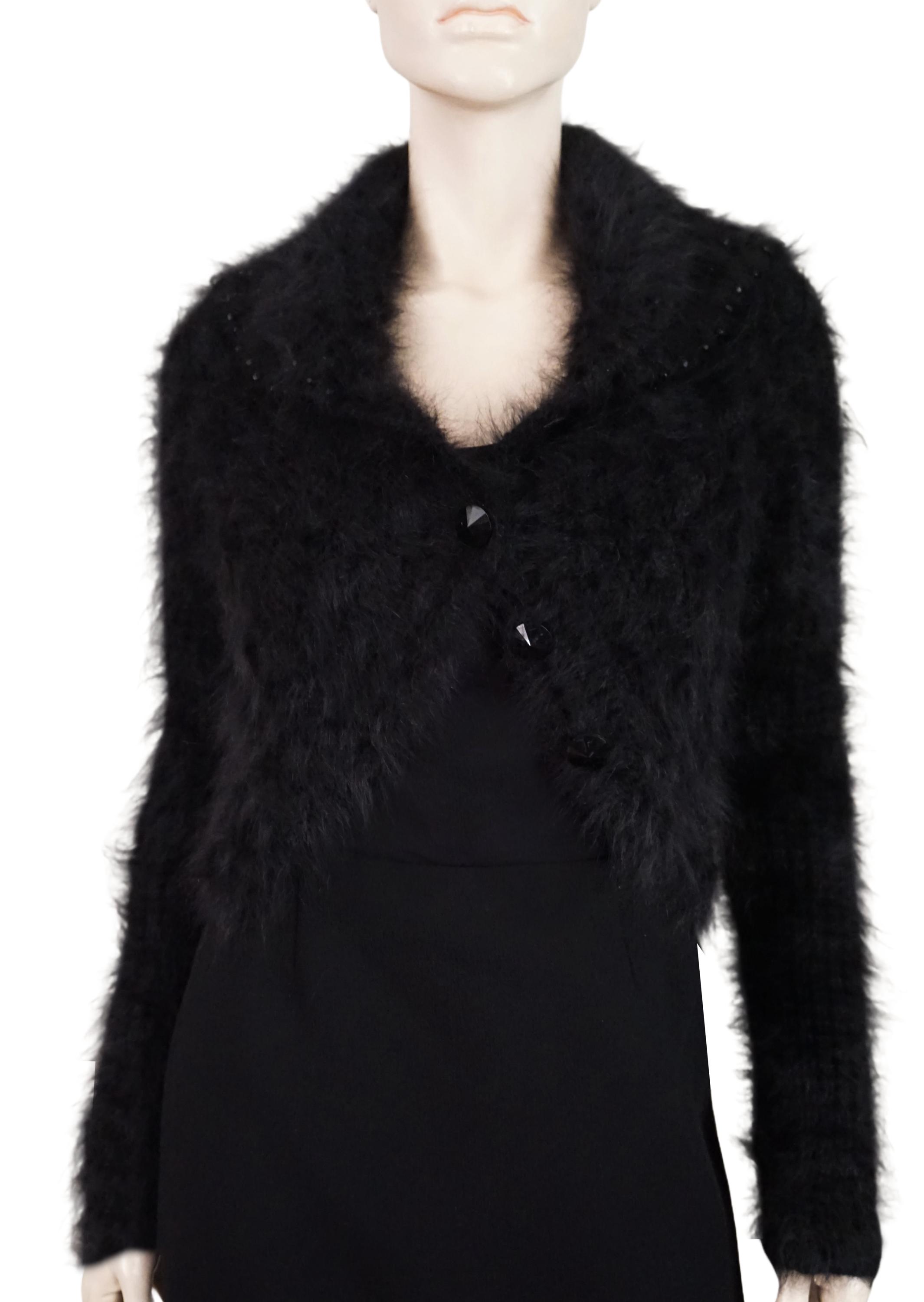 Giorgio Armani ブラックカーディガン GIORGIO ARMANI ブラック アンゴラ ブレンド カーディガン - ビーズ