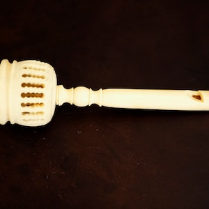 Rare Authentic Vintage Hand-Carved Bovine Bone Dieppe Whistle