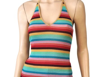 Rare New Vintage Y2k DOLCE & GABBANA Striped Metallic Knit