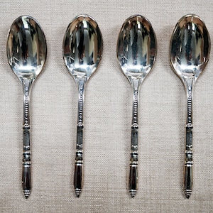 Never Used Boxed Set of 6 ERCUIS Silver Plated Demitasse Spoons in Original Case