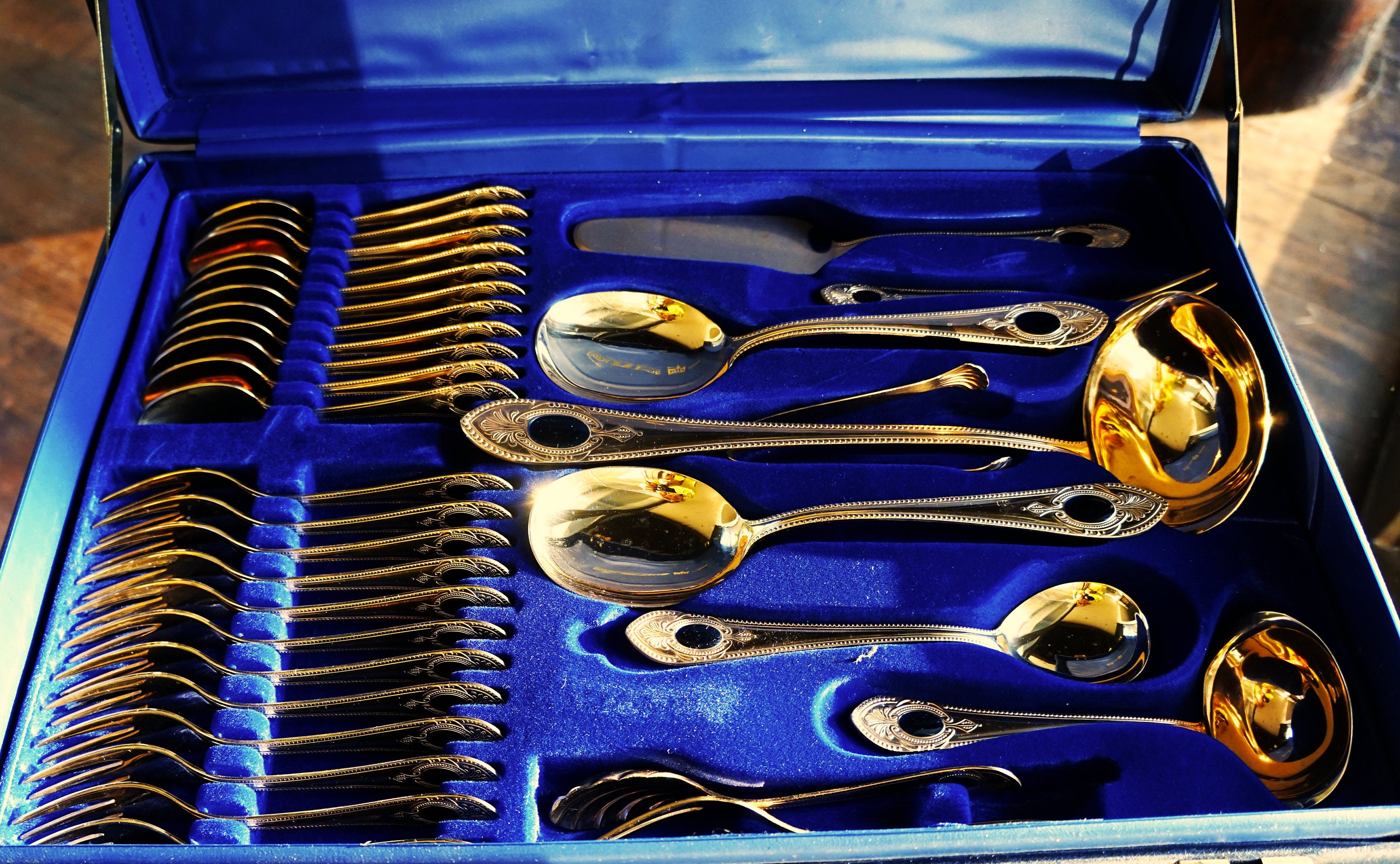 Vintage 70piece 23 Ct Gold Flatware Set by BESTECKE SBS Etsy