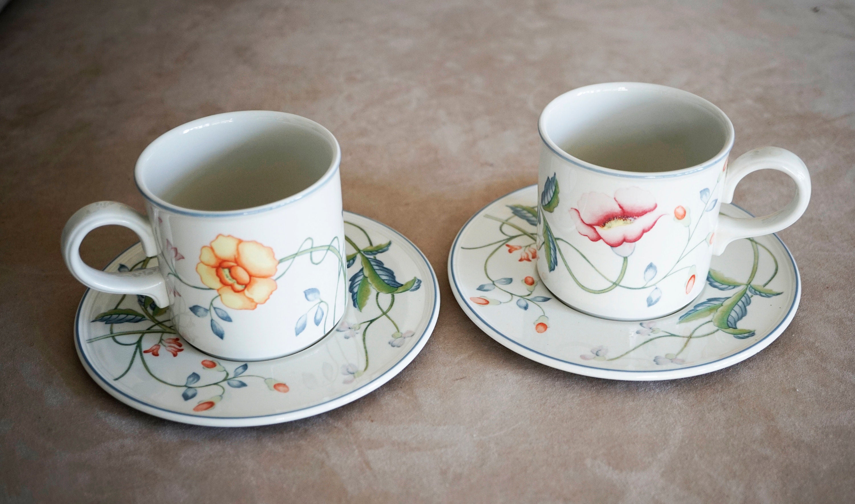 2 Vintage Villeroy Boch Albertina Porcelain TEA CUPS & SAUCERS - Etsy