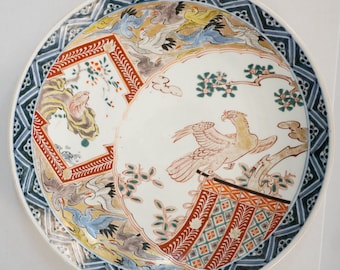 Authentic Antique Japanese Arita Imari Porcelain Plate from the Meiji period c. 1850