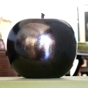 BULL and STEIN XLg Glazed Anthracite Apple Sculpture by Artist Lisa Pappon 11"H