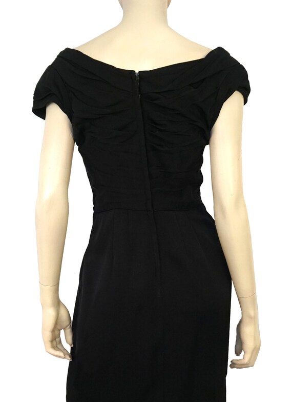 CEIL CHAPMAN Vintage Black Silk Satin Ruched Hour… - image 5