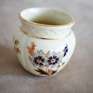 ZSOLNAY HUNGARY Porcelain Hand-Painted PECS Vase with 24k Gold Trim Floral Design