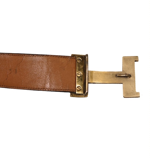 【希少】80's vintage reversible leather belt Vintage Brighton Black/Brown Reversible Belt w/ Silver Tone