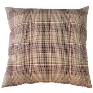 Die gut gekleidete Bett Jäger Tatersall Plaid Braun Beige Rot Akzent Kissenbezug 18 x 18