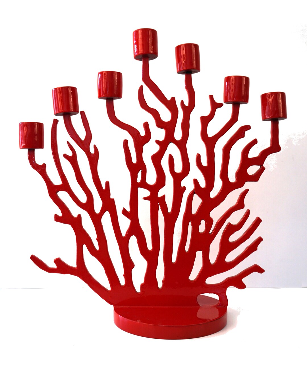 SHIRALEAH Red Coral Branch Candle Holder Menorah LARGE Acrylic Etsy
