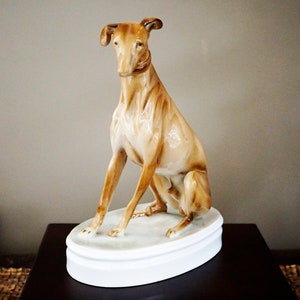 Vintage Hallmarked Hand Painted ZSOLNAY Porcelain Dog Figurine