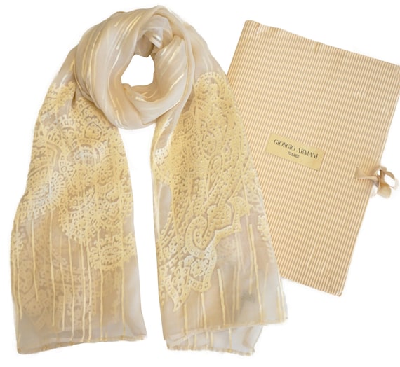 Giorgio Armani - Printed, Pleated Silk Foulard, 100% Silk, Fiori - in disuso, Size: Onesize