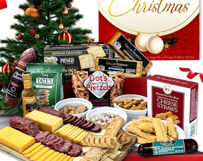 Holiday Food Gift Baskets Christmas Meat, Cheese, Crackers Gifts
