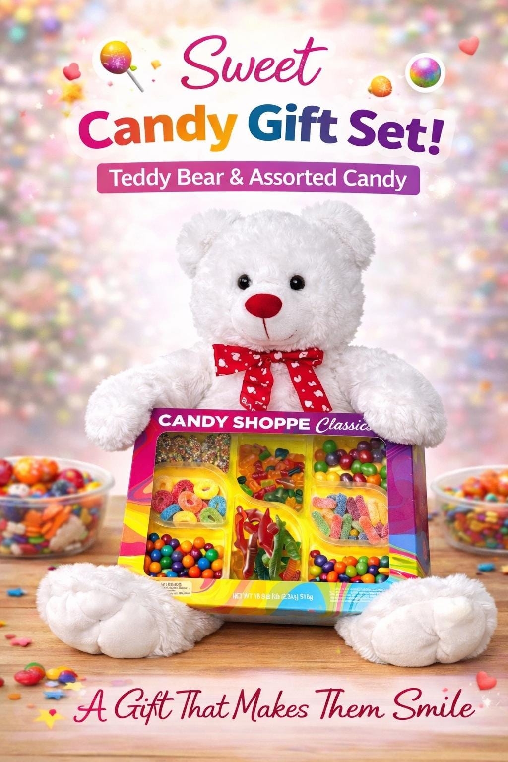 Sweet Candy Gift Set Teddy Bear & Assorted Candy Shoppe Classics