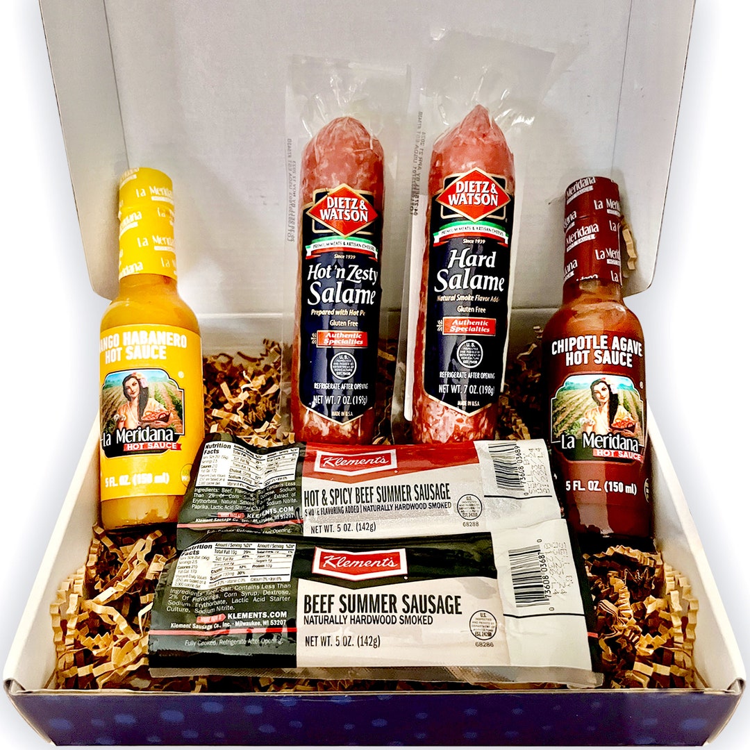 Meat Gift Basket, Meat Lovers Gifts, Food Gifts Meat Hot Sauce Food Box