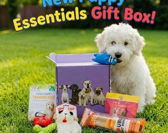 New Puppy Gift Box | Puppy Starter Kit | Dog Gift Basket with Toys & Treats | Puppy Essentials Kit | New Dog Owner Gift | Pet Shower Gift