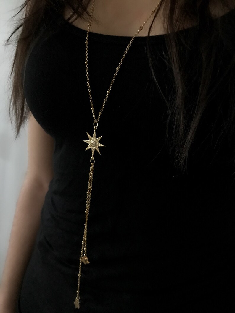 Gold Stainless Steel long Chain with star Pendant