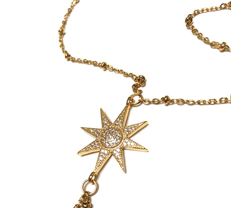 Gold Stainless Steel long Chain with star Pendant