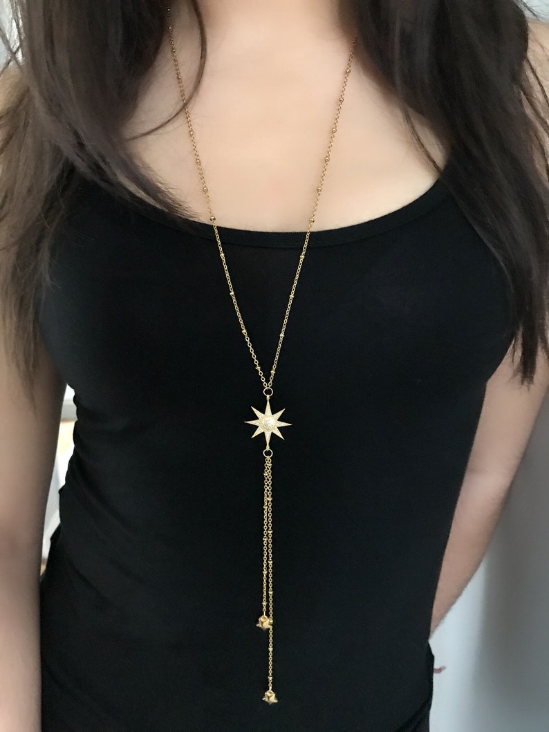 Gold Stainless Steel long Chain with star Pendant