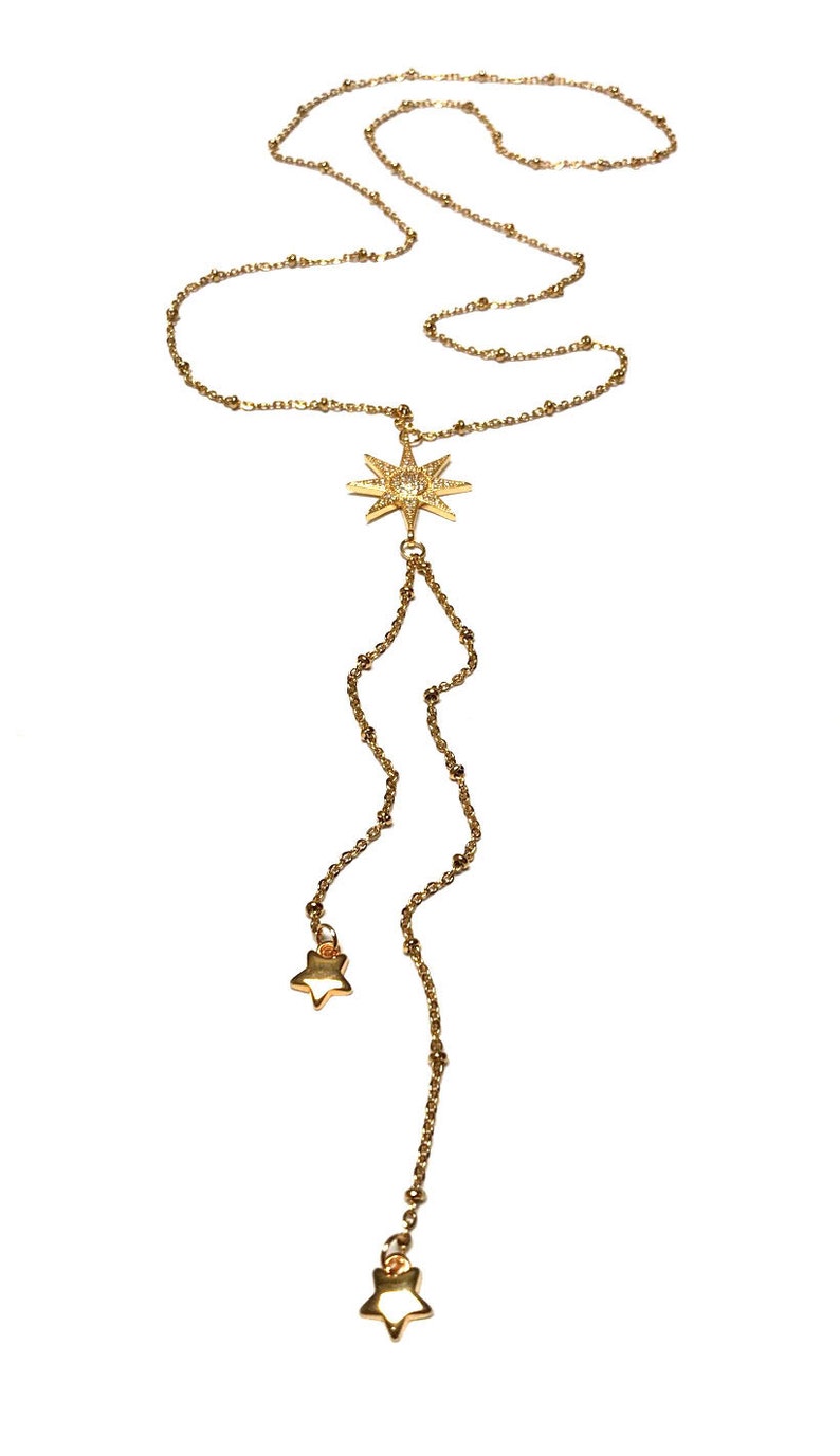Gold Stainless Steel long Chain with star Pendant