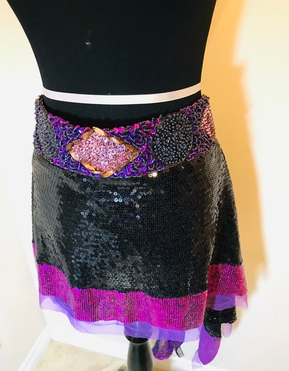 Sequin Performance Dance Skirt 2Pieces Black w Purple Black Etsy