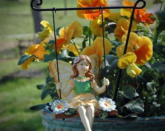 Fairy on a Swing Garden Stake - Fairy Garden Supply - Garden Decoration