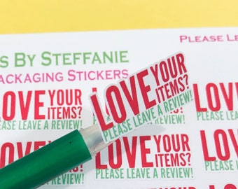 Love Your Items?  Please Leave a Review Stickers, Happy Mail Stickers, Leave a Review Stickers, Review Request Stickers, Packaging Stickers