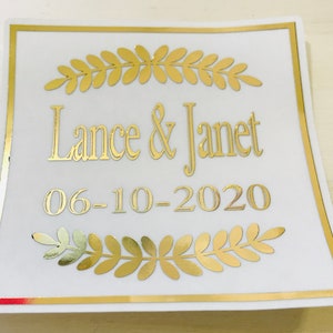 Foiled Square Wedding Favor Stickers - Wedding Stickers - Bridal Stickers - Anniversary Stickers - Party Stickers - Stickers For Wedding