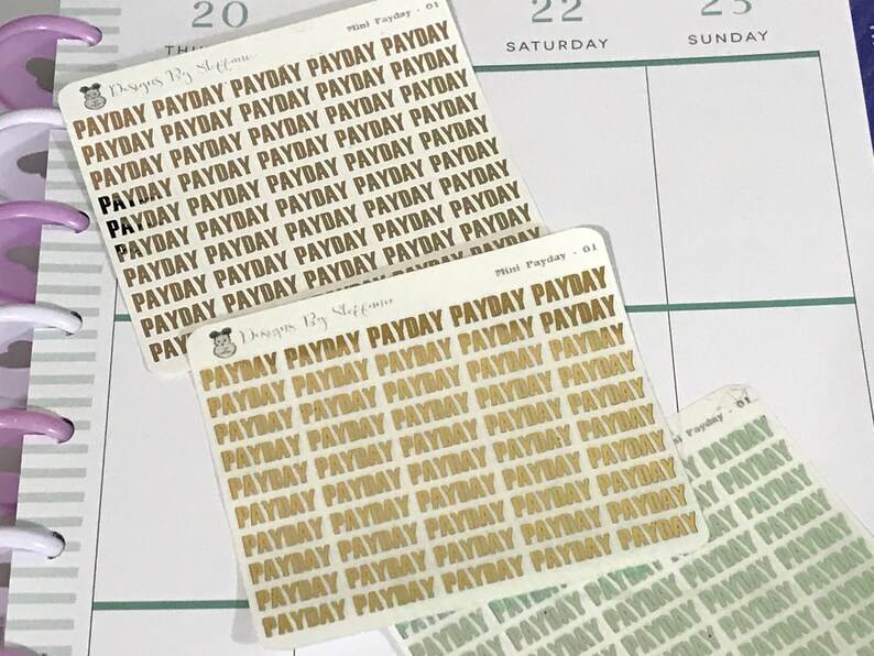 Foiled Mini Payday Stickers, Mini Payday Sticker, Payday Sticker, Payday Sticker Sheet, Payday Sticker Set, Payday Stickers, Mini Payday Set/All Foil Colors
