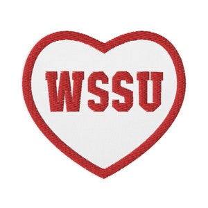 May include: Red heart-shaped patch with the text "WSSU" in white.