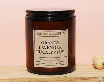 Orange, Lavender, Eucalyptus Soy Wax Candle | Fall Scents | 100% Soy Wax Candles | Summer Scents | Fragrance | Candles